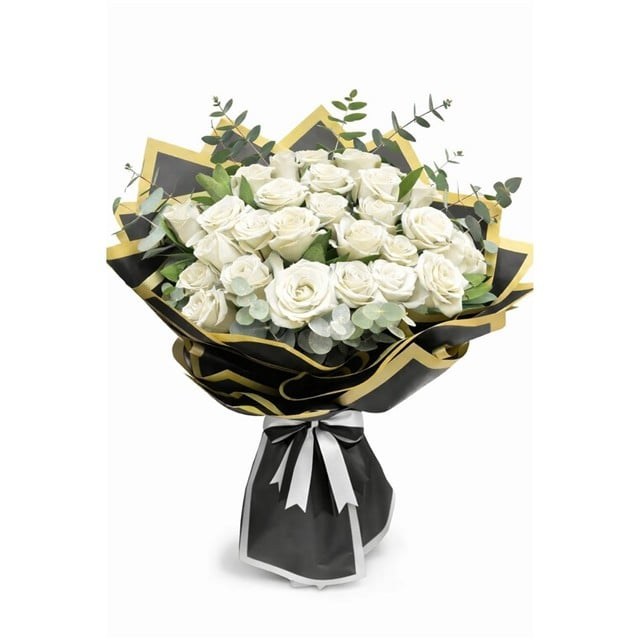 Asalet Dokunuşu 25 li Beyaz Gül Buketi