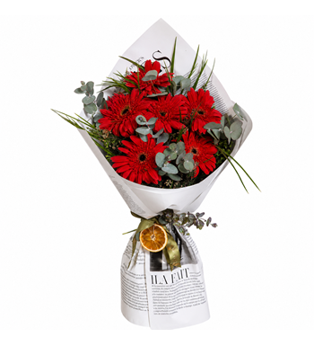 kırmızı gerbera buketi, gerbera çiçeği,sevgiliye çiçek