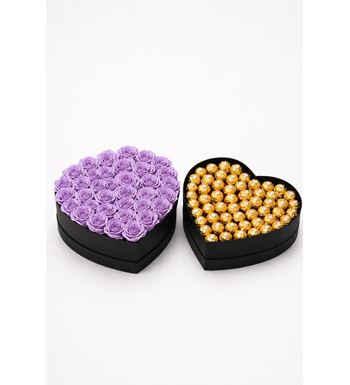 lila gül kutusu, ferrero rocher kutusu, lila gül aranjmanı