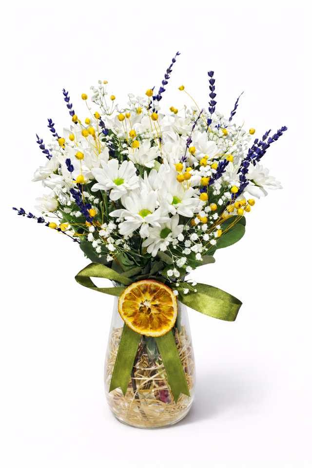 Akdeniz Esintisi – Portakal & Lavantalı Beyaz Papatya