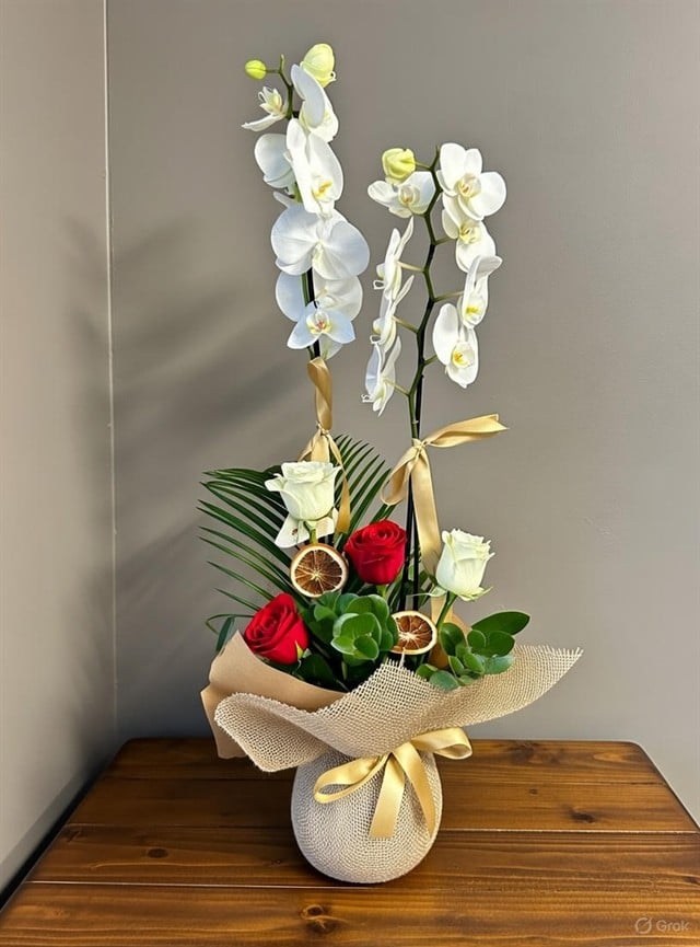 Altın Dokunuş | Orkide & Gül Premium Aranjman