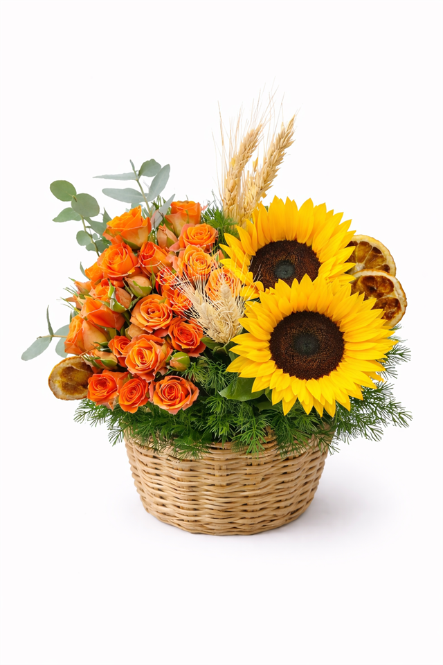 Ayçiçeği & Turuncu Gül Mutluluğu