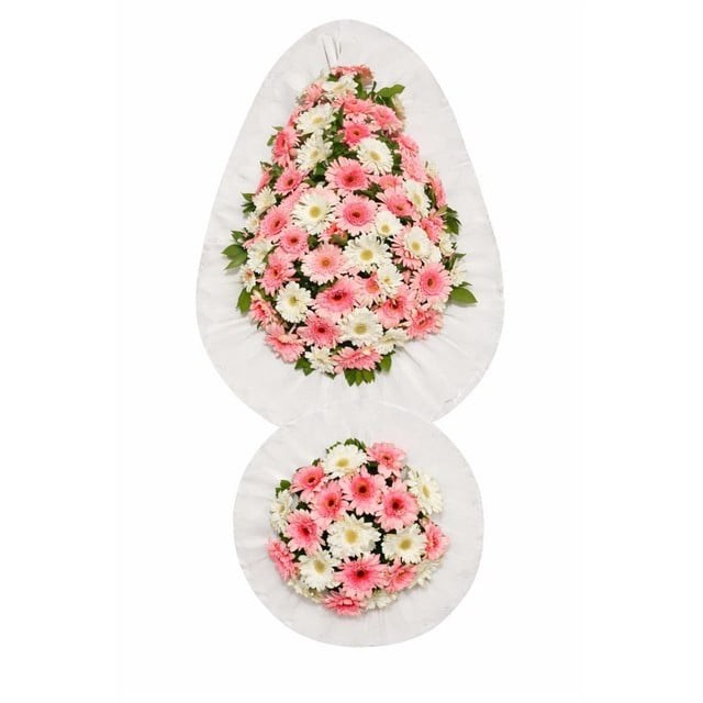 Pembe & Beyaz Gerbera Açılış Çelengi – Zarif Başlangıç