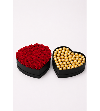 kırmızı gül kutusu, ferrero rocher kutusu, kalp kutu gül