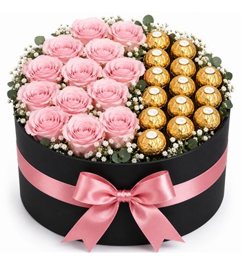 ferrero rocher çiçek kutusu, lüks gül kutusu