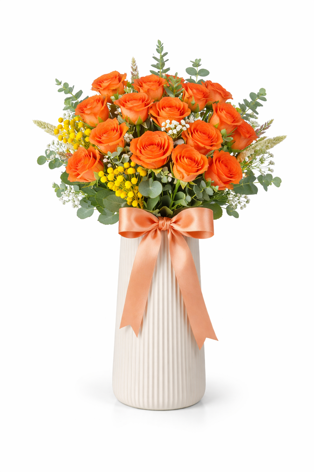 Gün Batımı Zarafeti – Turuncu Gül Aranjmanı