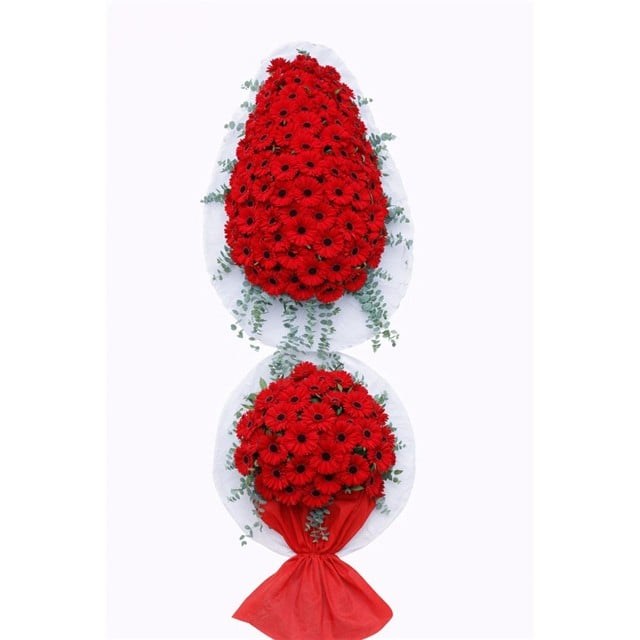 Asalet ve Saygı Çelengi – Kırmızı Gerbera