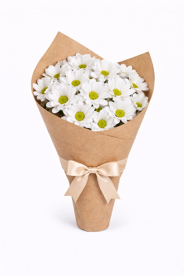 Kraft Dokunuşlu Beyaz Papatya Buketi