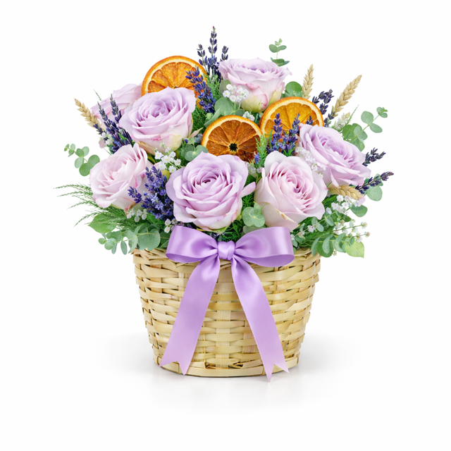 Lavanta Esintisi – Kuru Portakallı Lila Gül Sepeti