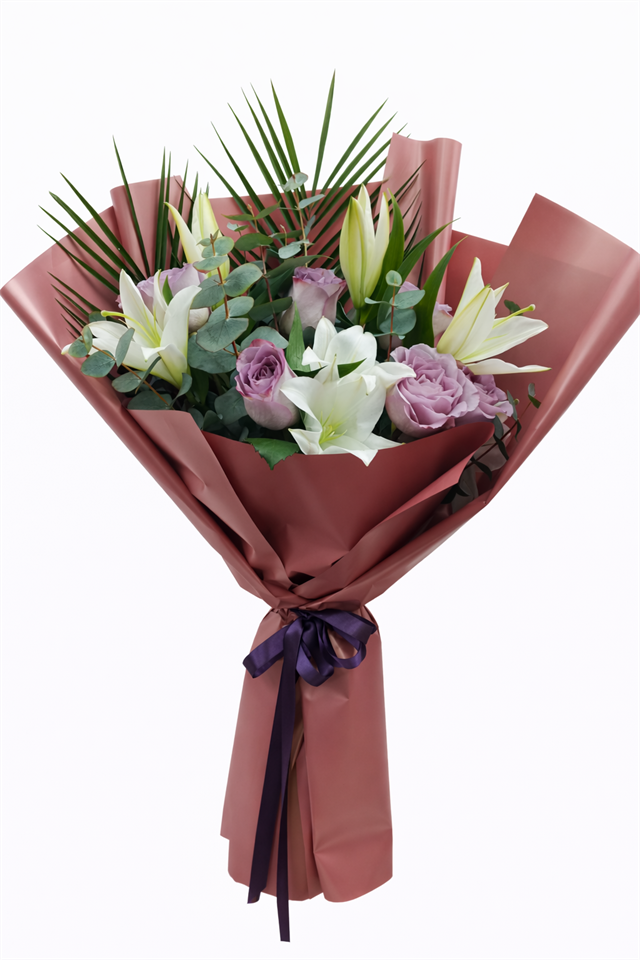 Lila Gül & Lilyum Buketi