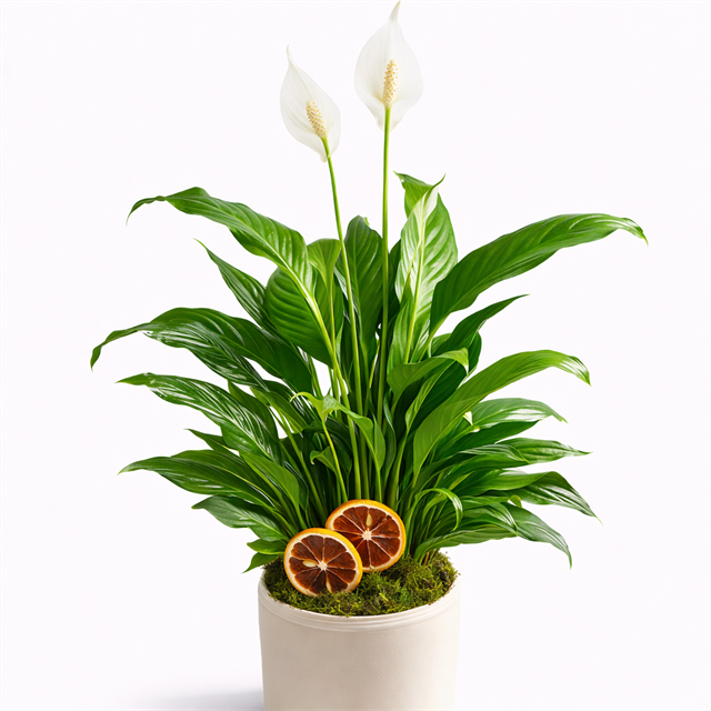 Portakal Detaylı Barış Çiçeği (Spathiphyllum)