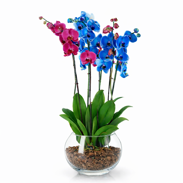 Premium Mavi - Mor Orkide Aranjmanı