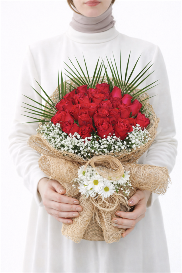 Rustic Red Rose Bouquet